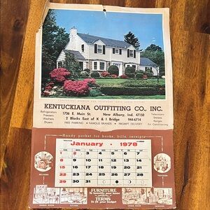 Vtg 1978 KENTUCKIANA OUTFITTING Co Ad Calendar New Albany, IN Ephemera